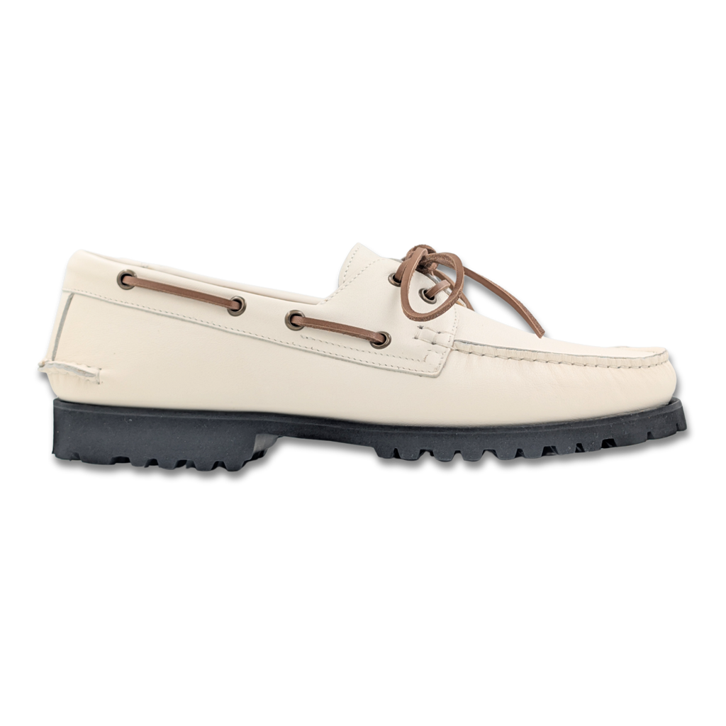 Mr. Boaty in Off-White Leather with a Micro EVA Commando Sole