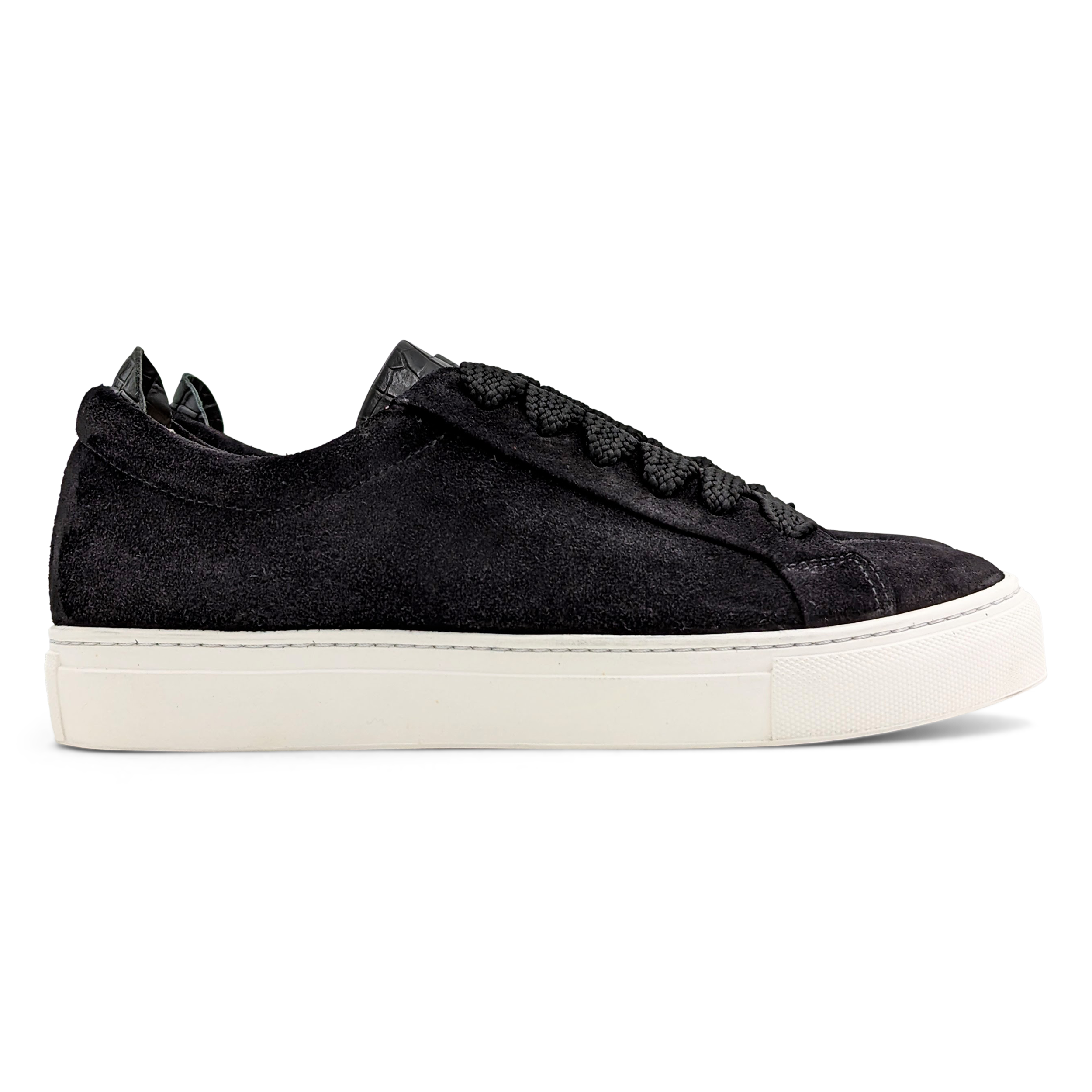 Lennon Sneaker in Black Suede with a White Sole - Main Image