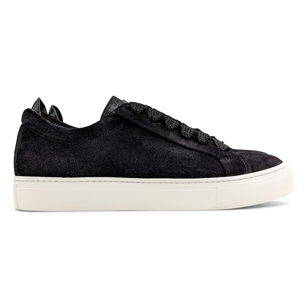Lennon Sneaker in Black Suede with a White Sole