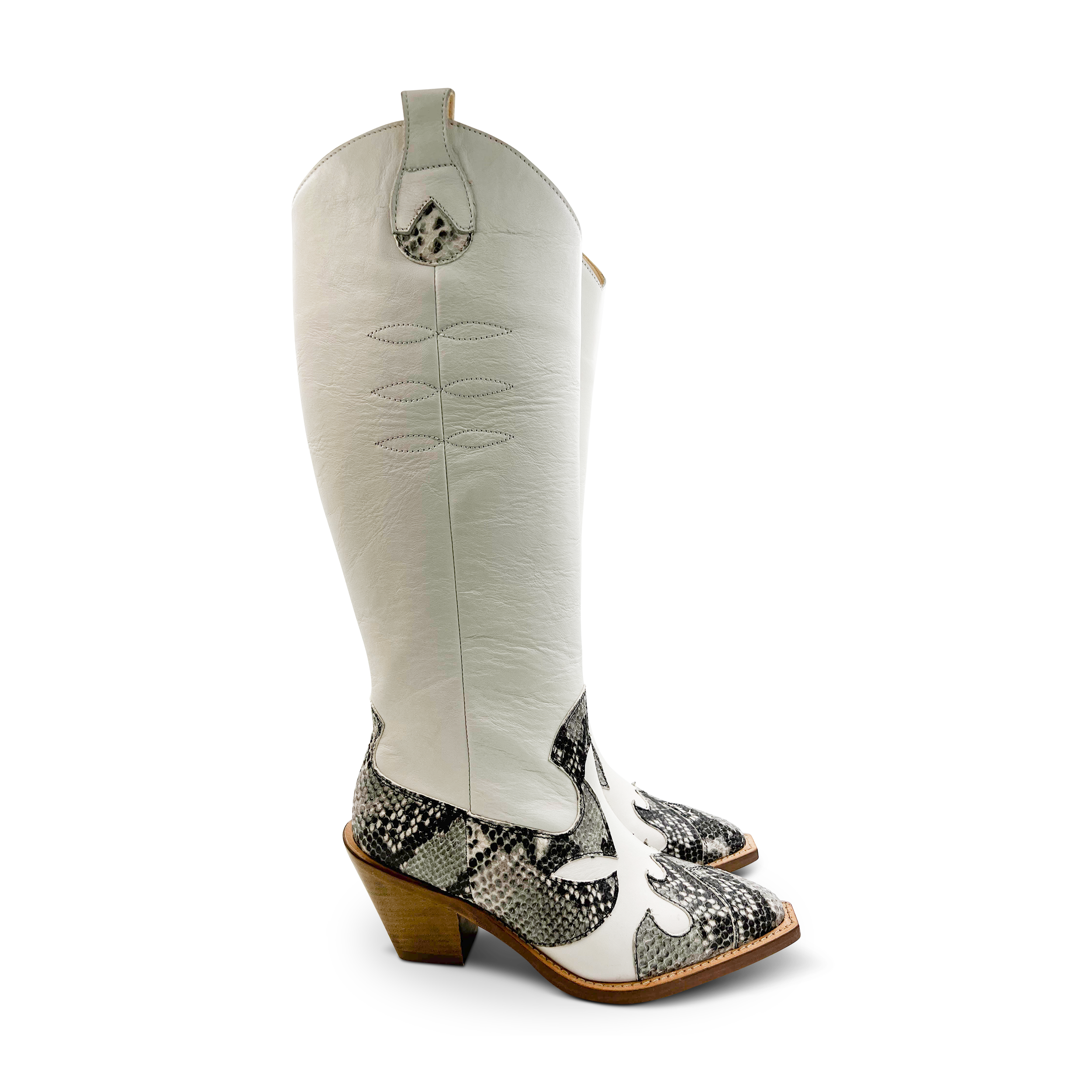 Cowboy Boot in White Justin Deakin